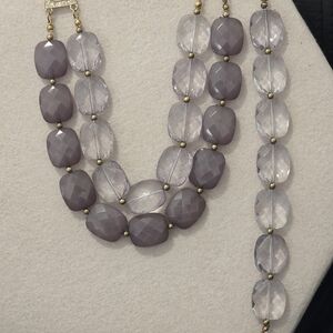 Chic Lavender and Clear Beaded Necklace